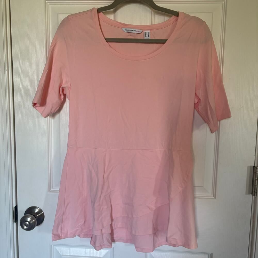 Isaac Mizrahi Live! Peplum Top Pink Small